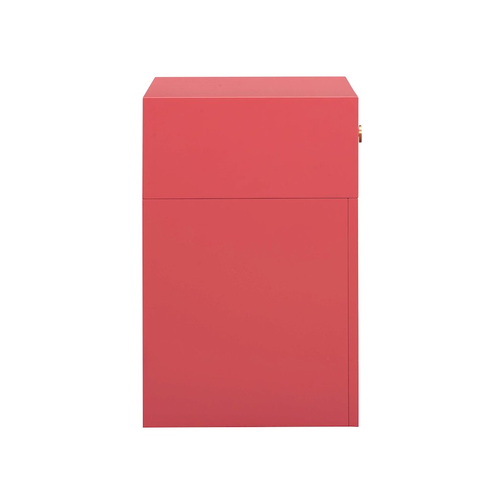 Suzie Coral Pink & Rattan Nightstand. Picture 4