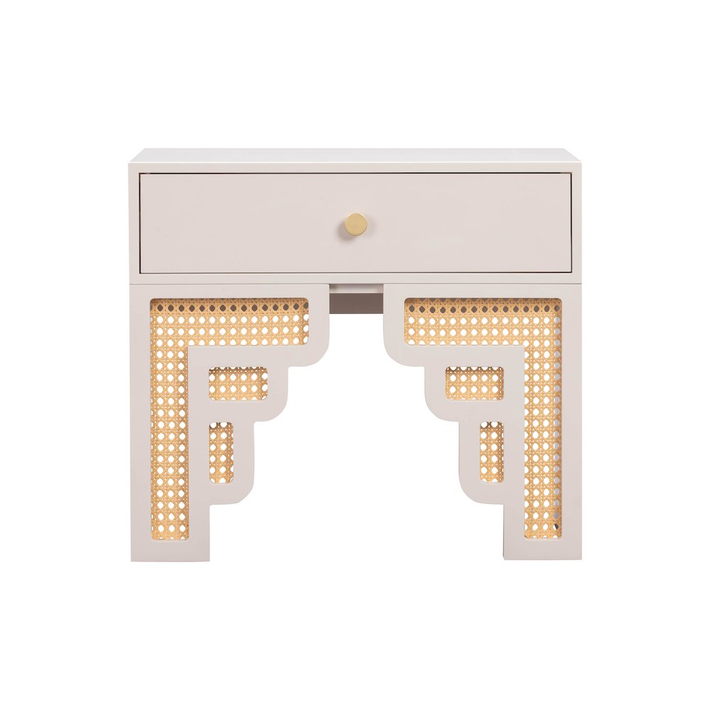 Suzie Cream & Rattan Nightstand. Picture 3