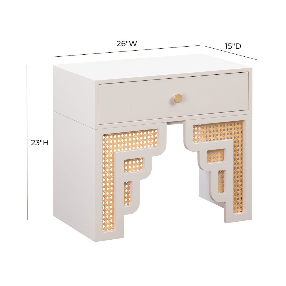 Suzie Cream & Rattan Nightstand. Picture 6