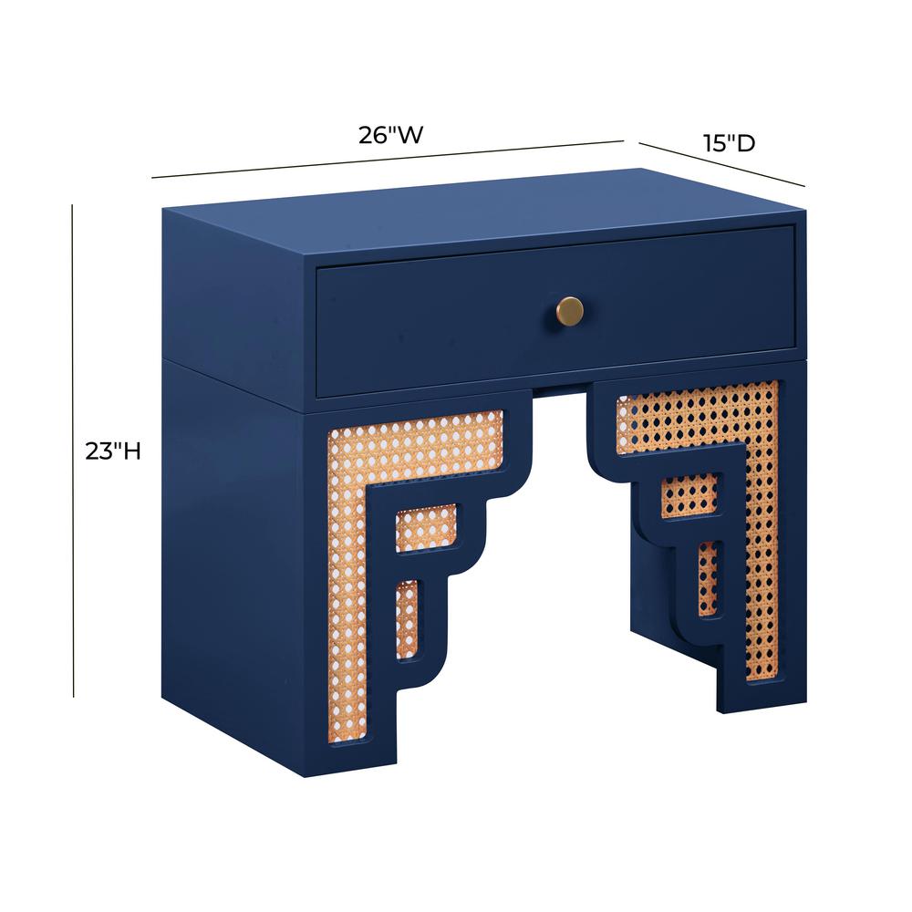 Suzie Navy & Rattan Nightstand. Picture 5