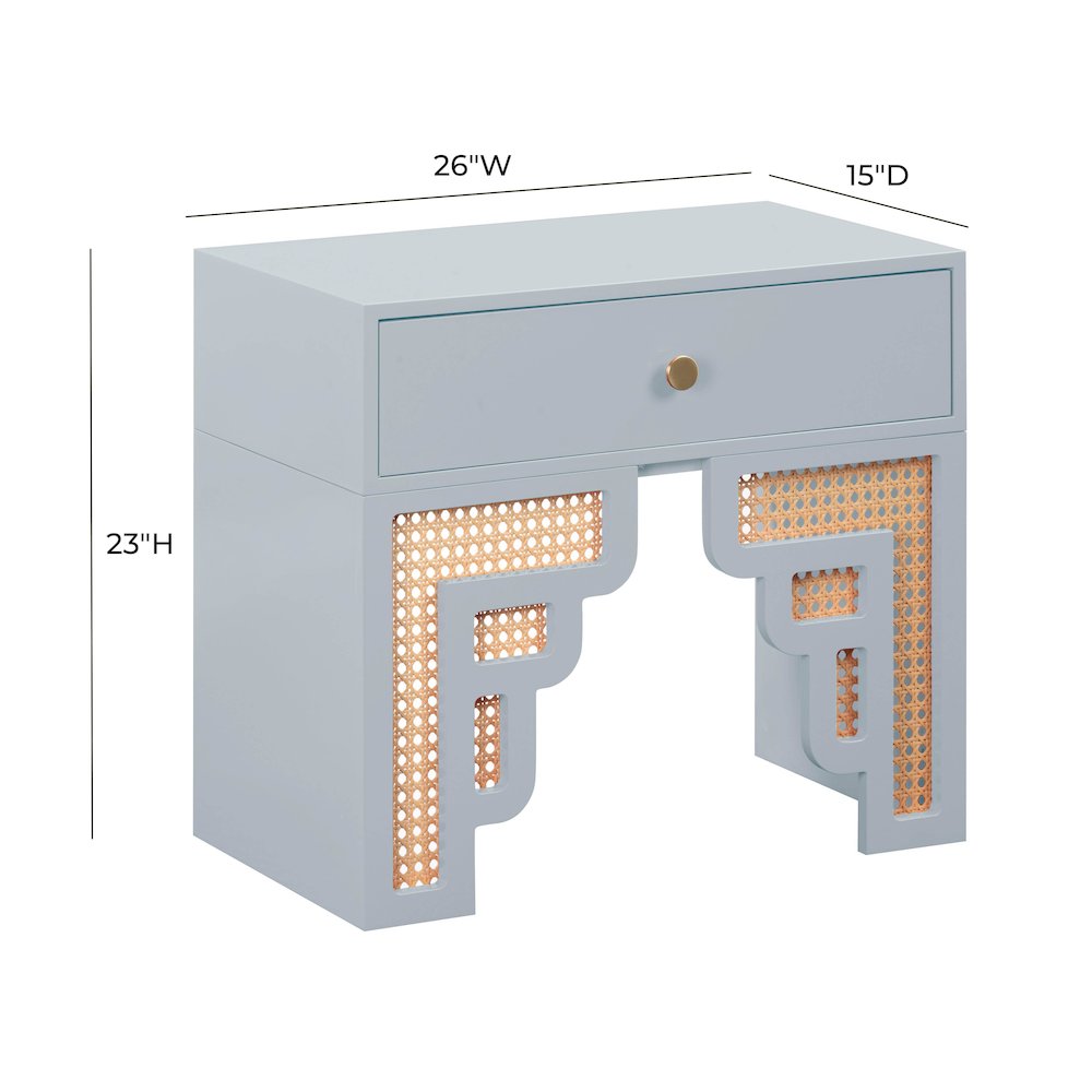 Suzie Pastel Blue & Rattan Nightstand. Picture 5