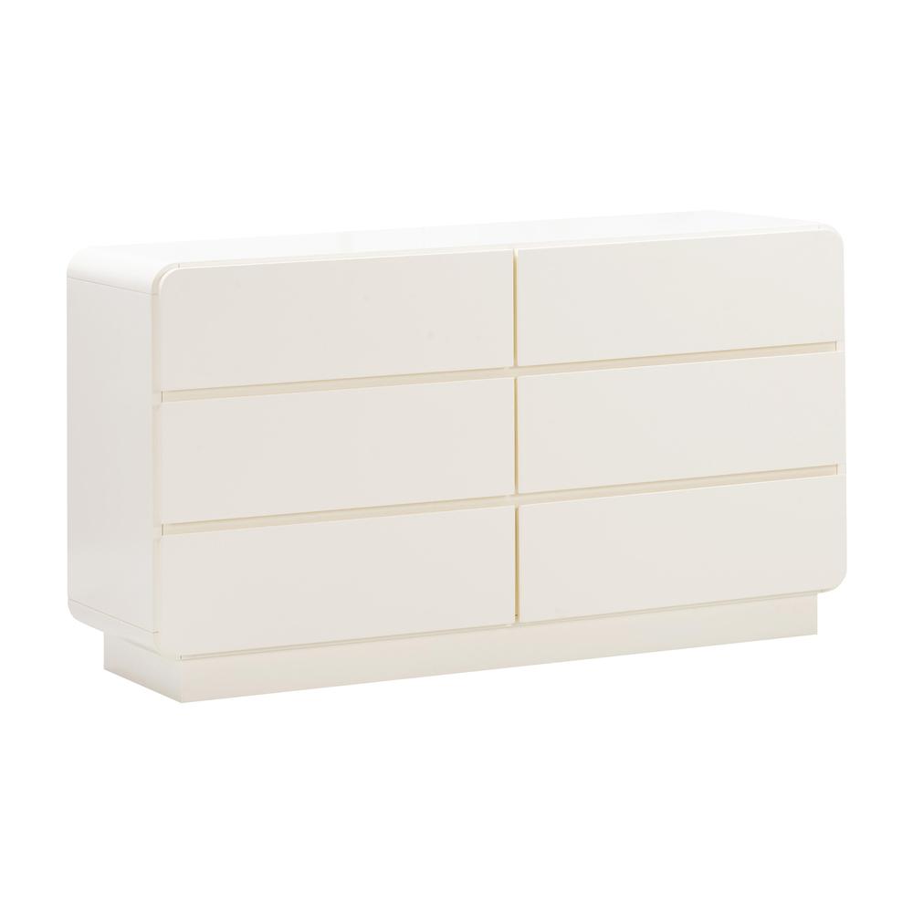 Elegant 6-Drawer Dresser in Cream Finish with Acacia and MDF Construction. Picture 1
