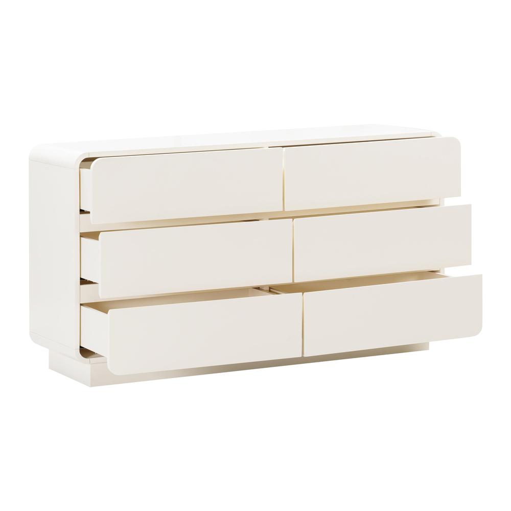 Elegant 6-Drawer Dresser in Cream Finish with Acacia and MDF Construction. Picture 3