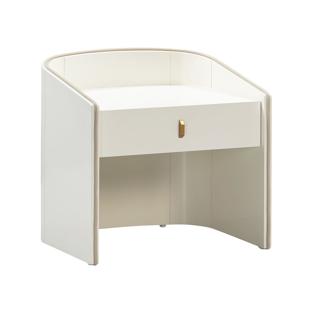 Collins Cream Lacquer Nightstand. Picture 1