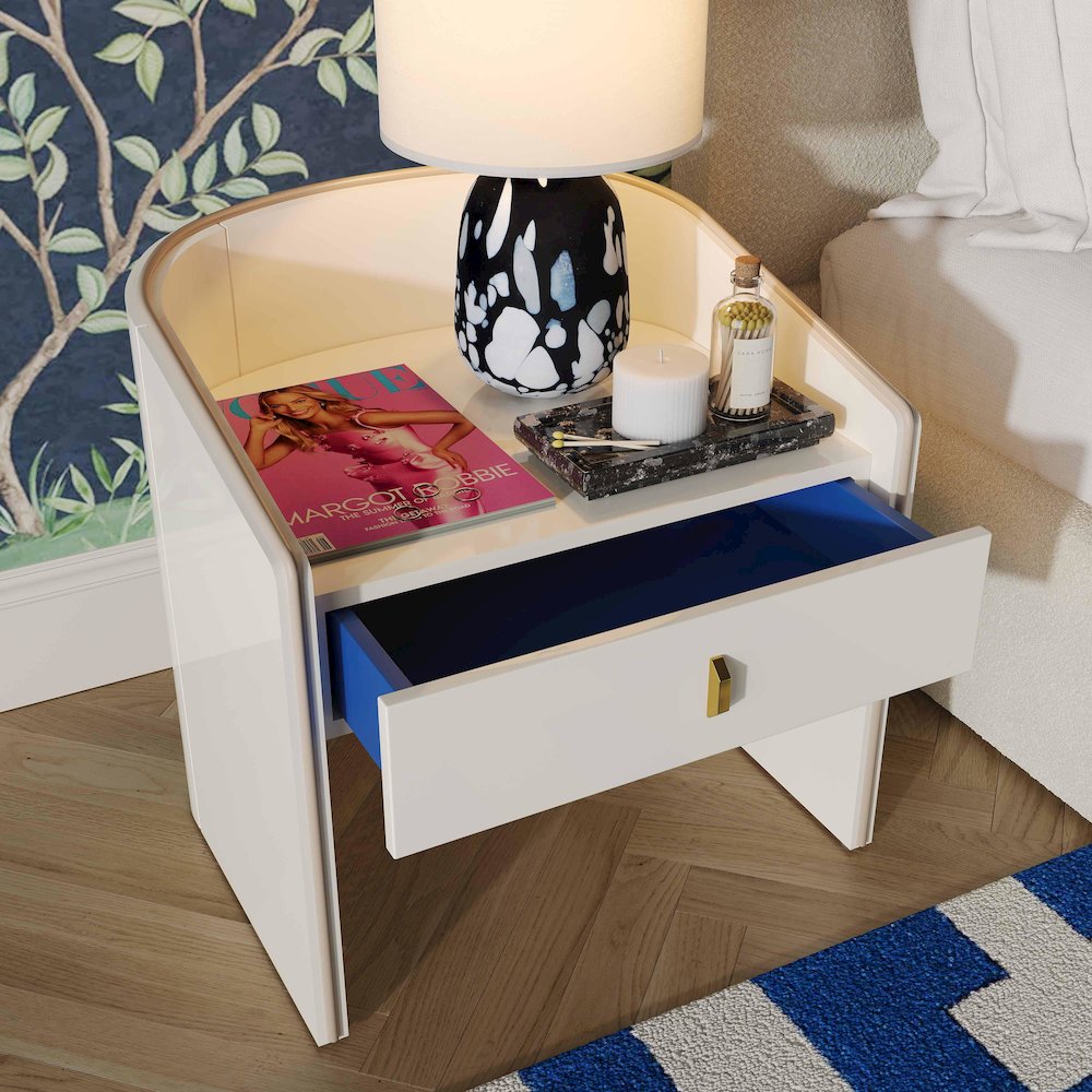 Collins Cream Lacquer Nightstand. Picture 2