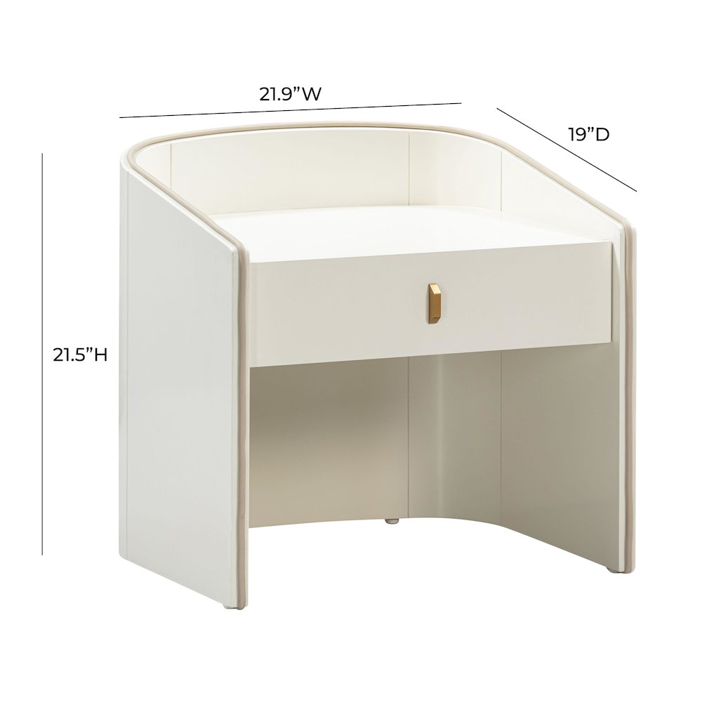 Collins Cream Lacquer Nightstand. Picture 8