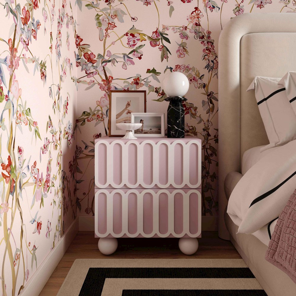 Tori Motif Mauve Nightstand. Picture 2