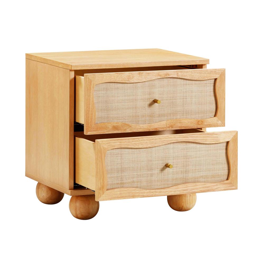 Grappa Natural Wood & Rattan Wavy Nightstand. Picture 4
