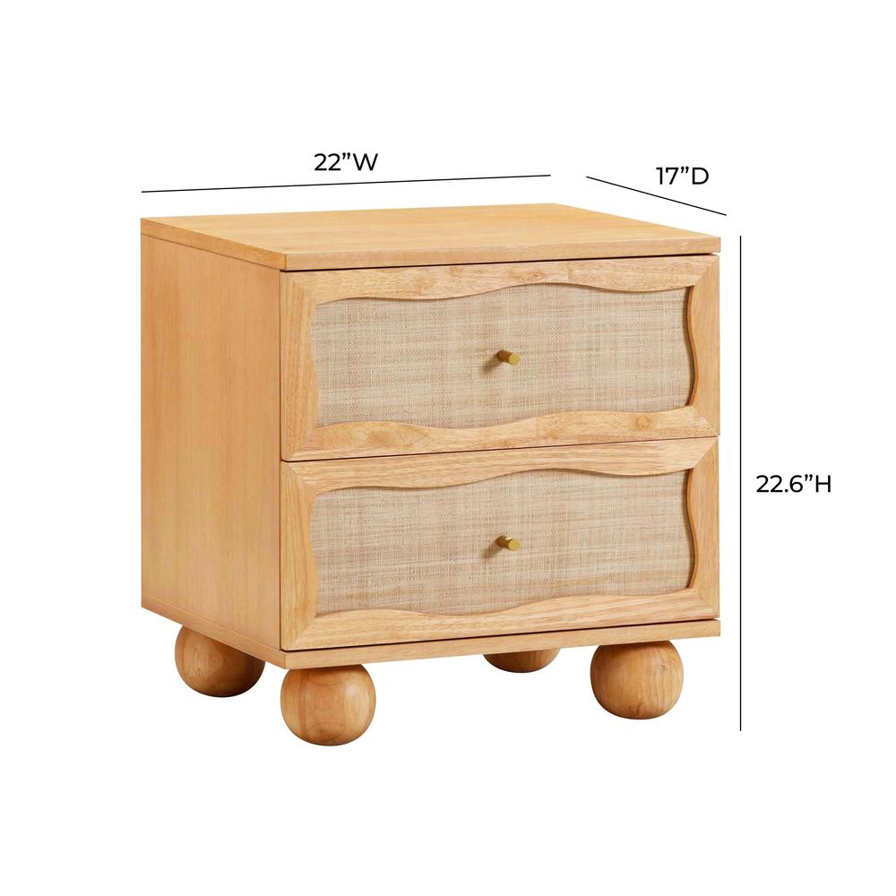 Grappa Natural Wood & Rattan Wavy Nightstand. Picture 7