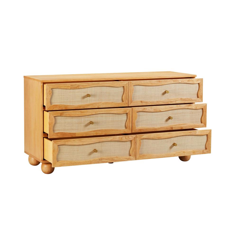 Grappa Natural Wood & Rattan Wavy Dresser. Picture 5