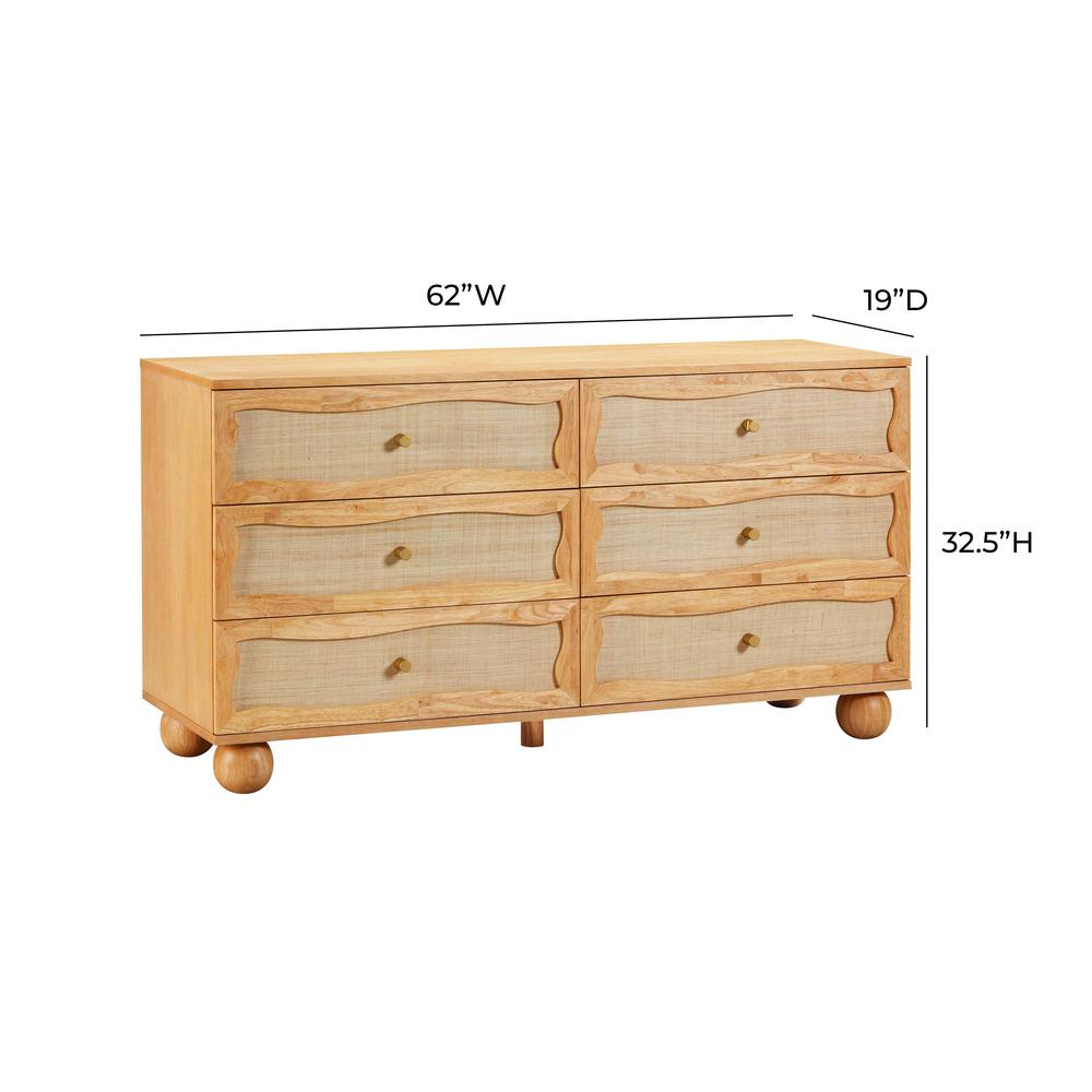Grappa Natural Wood & Rattan Wavy Dresser. Picture 7