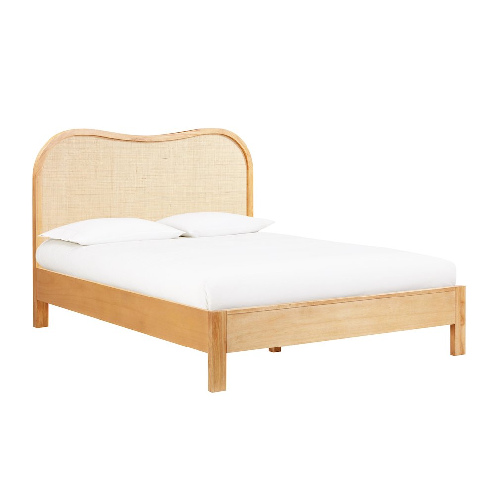 Grappa Natural Wood & Rattan Queen Bed. Picture 1