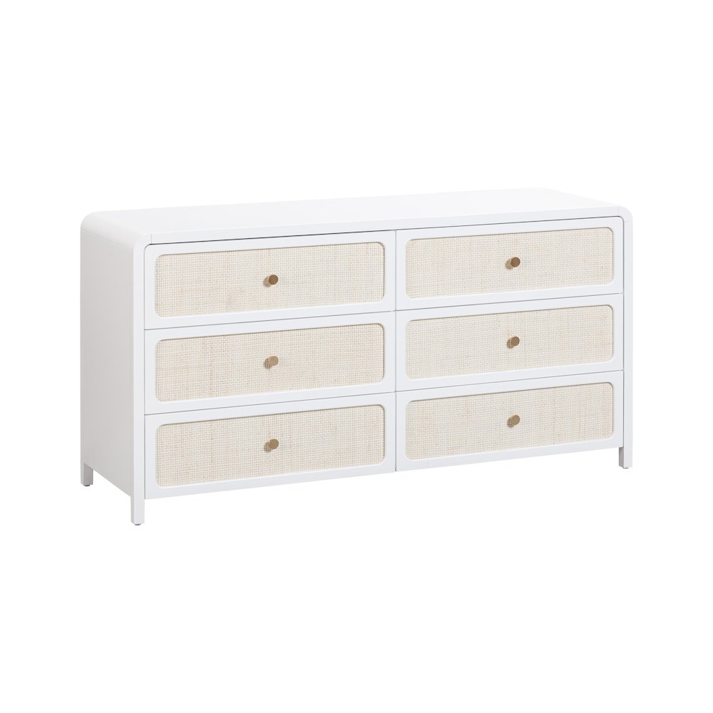 Patty White Rattan 6 Drawer Dresser. Picture 1