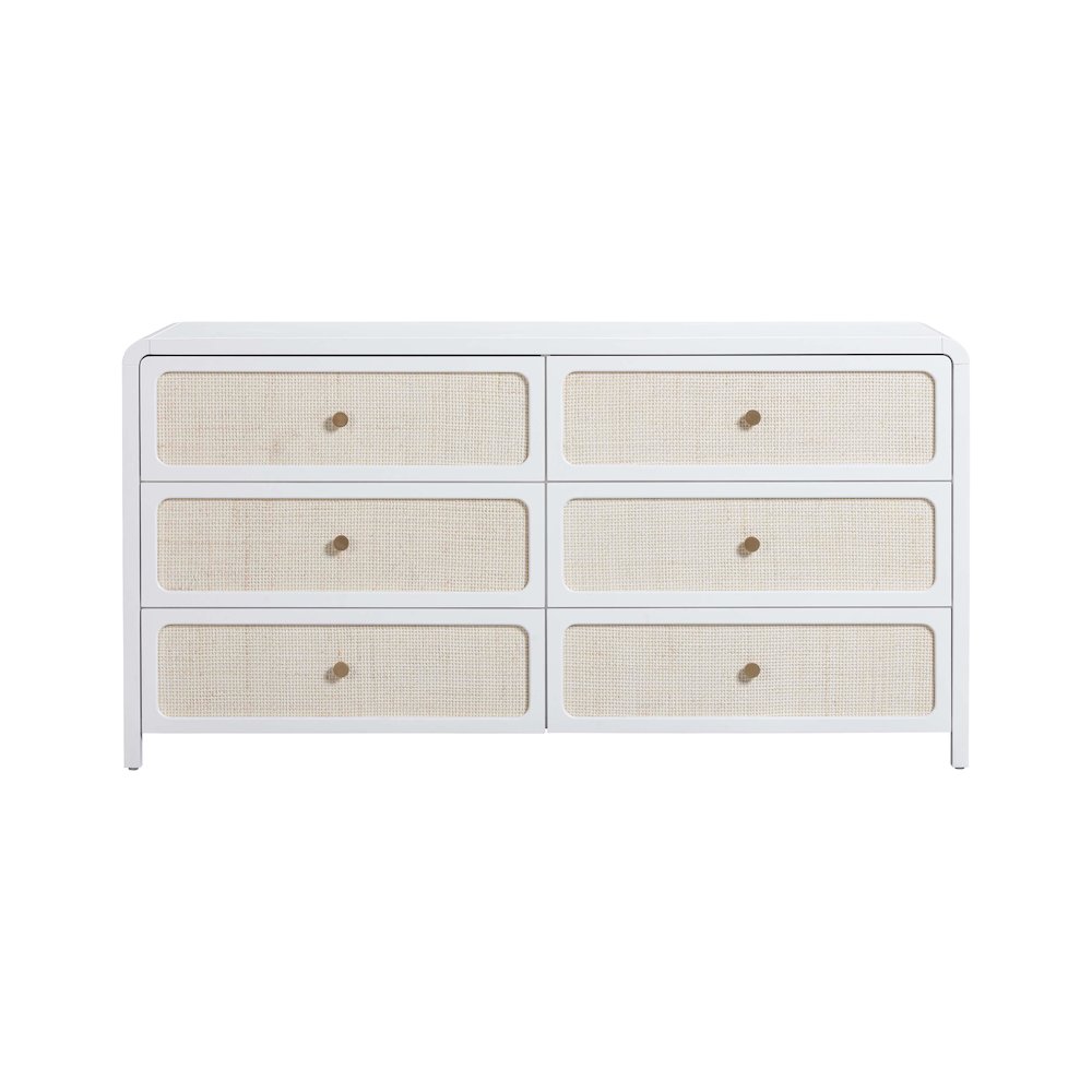 Patty White Rattan 6 Drawer Dresser. Picture 3