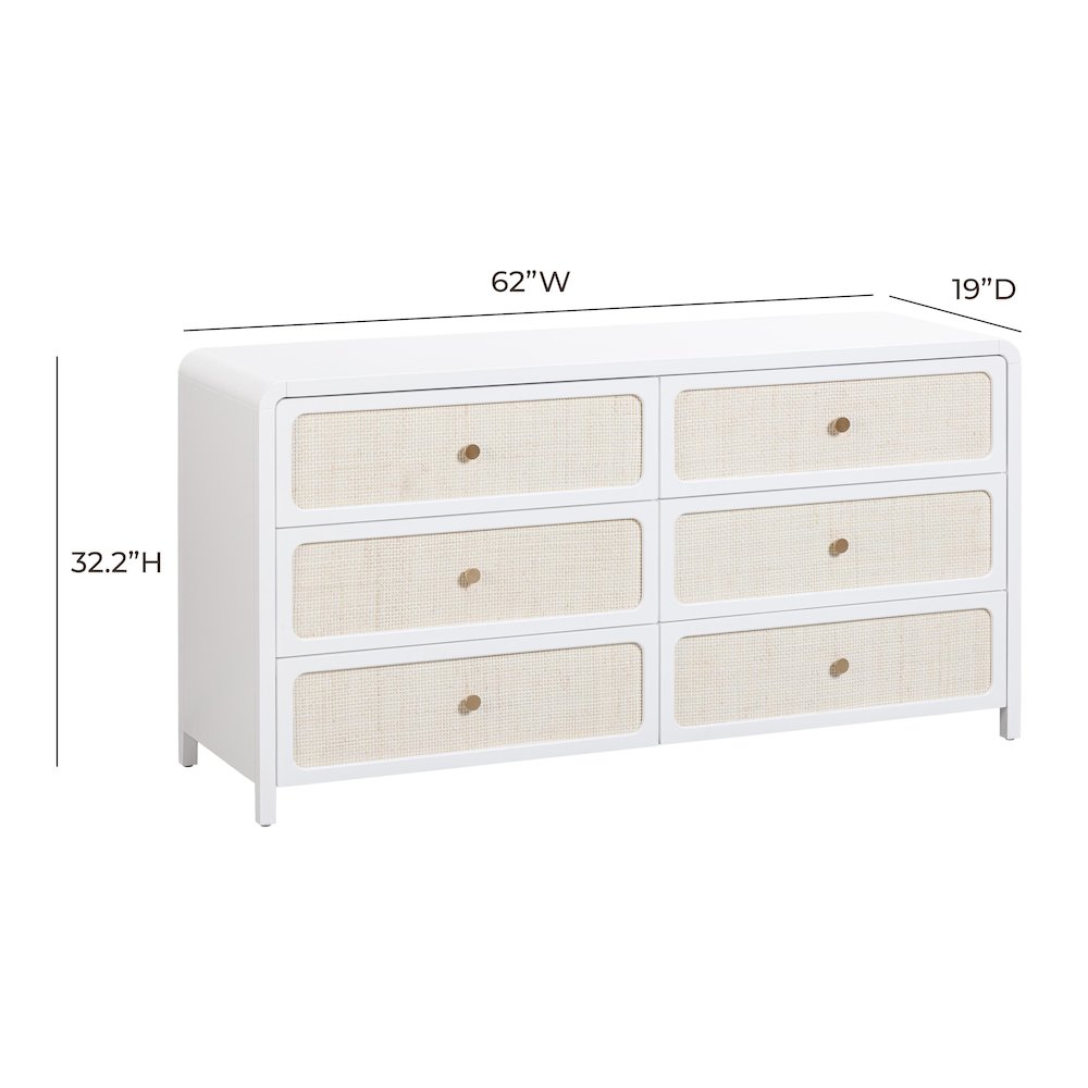 Patty White Rattan 6 Drawer Dresser. Picture 7