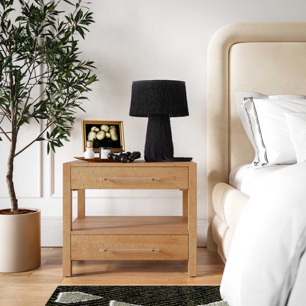 Brandyss Birdseye Maple 2-Drawer Nightstand. Picture 2