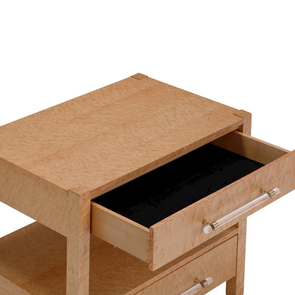 Brandyss Birdseye Maple 2-Drawer Nightstand. Picture 9