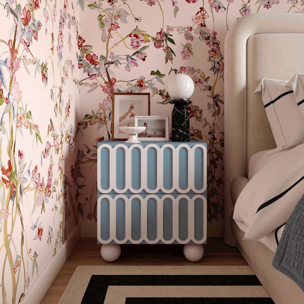 Tori Motif Blue Nightstand. Picture 2