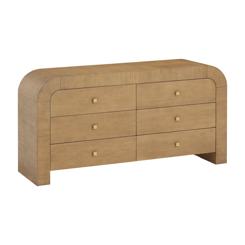 Hump 6 Drawer Natural Dresser. Picture 1
