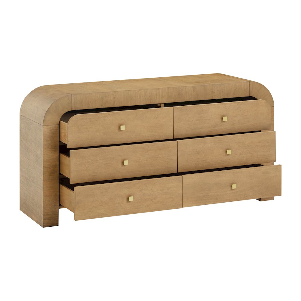 Hump 6 Drawer Natural Dresser. Picture 3