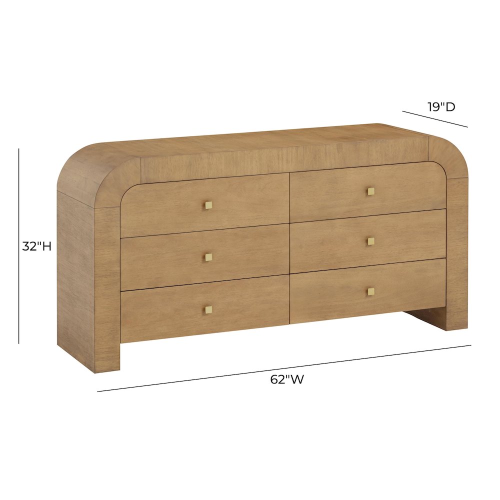 Hump 6 Drawer Natural Dresser. Picture 9