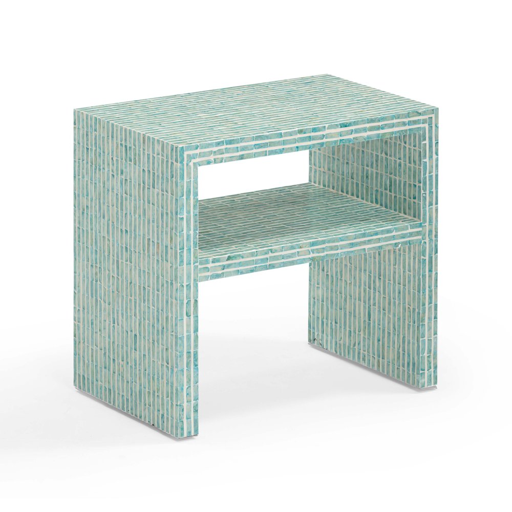 Derry Blue Capiz Shell Nightstand. Picture 1