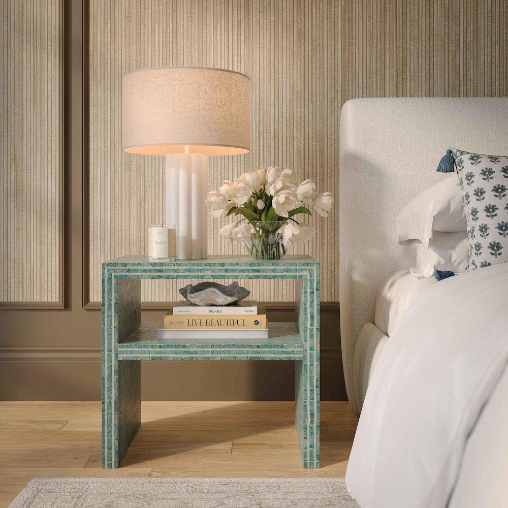 Derry Blue Capiz Shell Nightstand. Picture 2