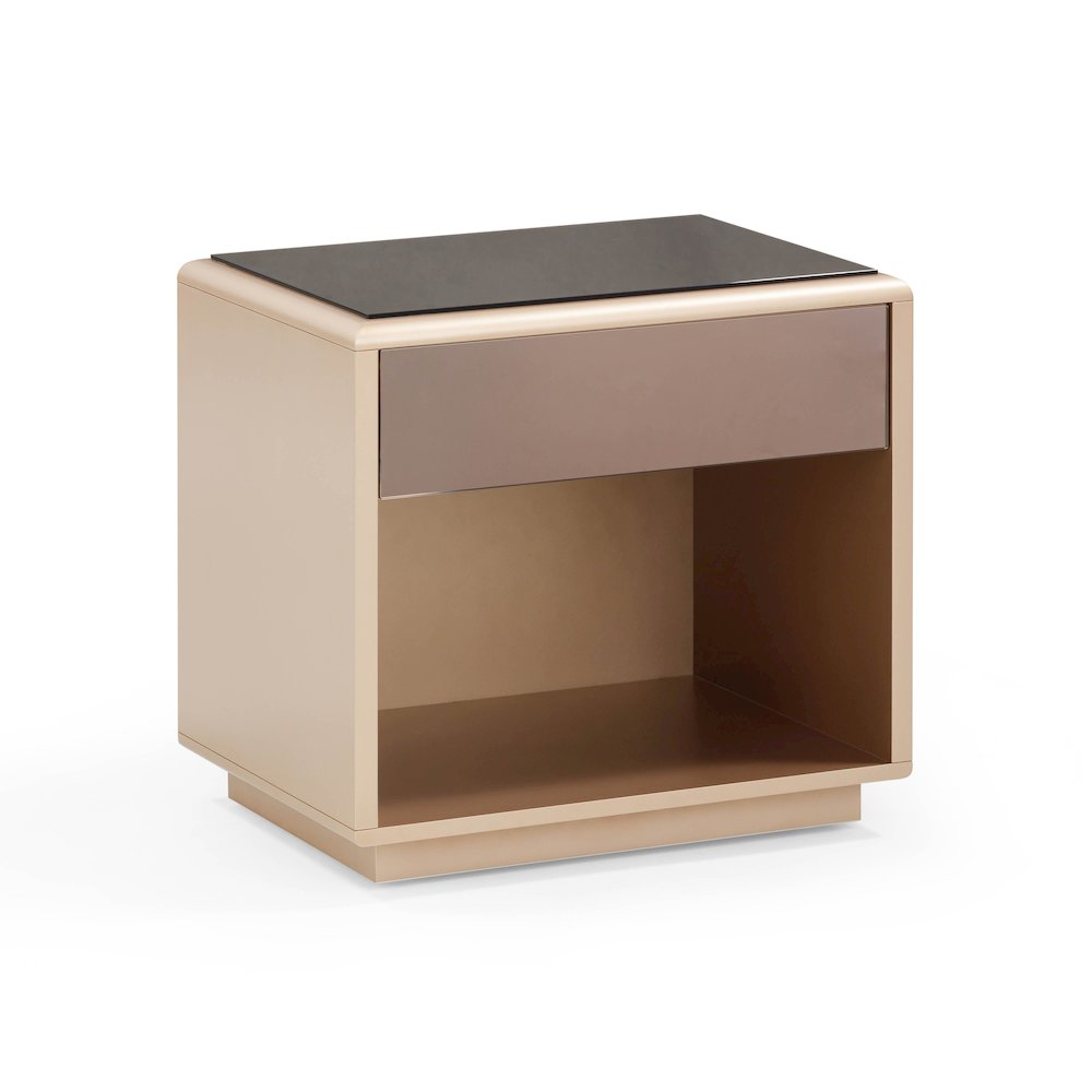 Martha Taupe Mirrored Nightstand. Picture 1