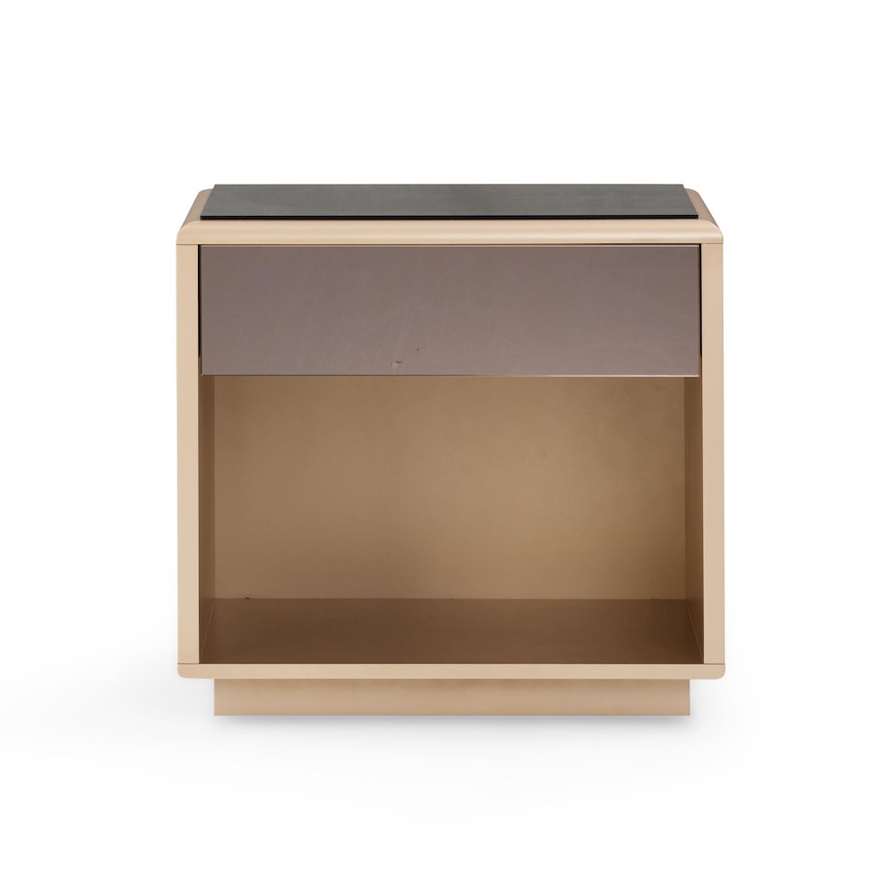 Martha Taupe Mirrored Nightstand. Picture 3