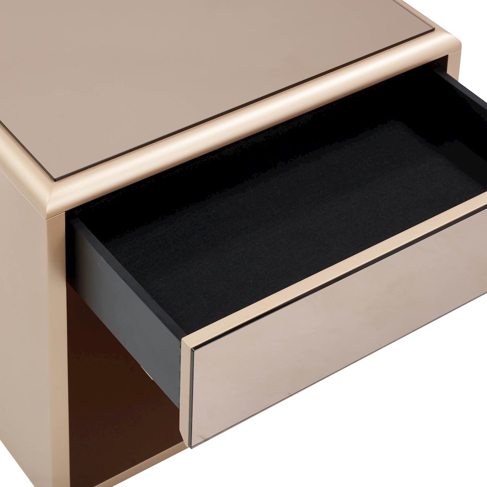 Martha Taupe Mirrored Nightstand. Picture 6