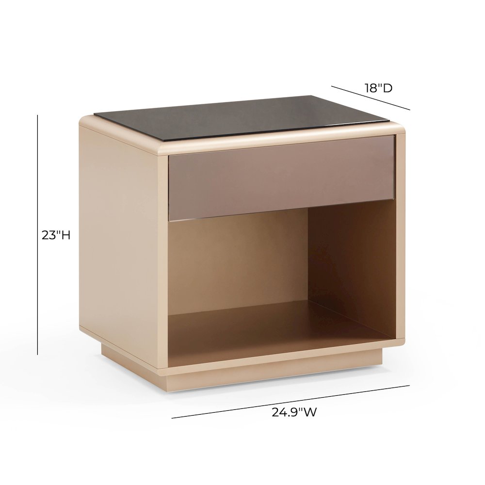 Martha Taupe Mirrored Nightstand. Picture 9