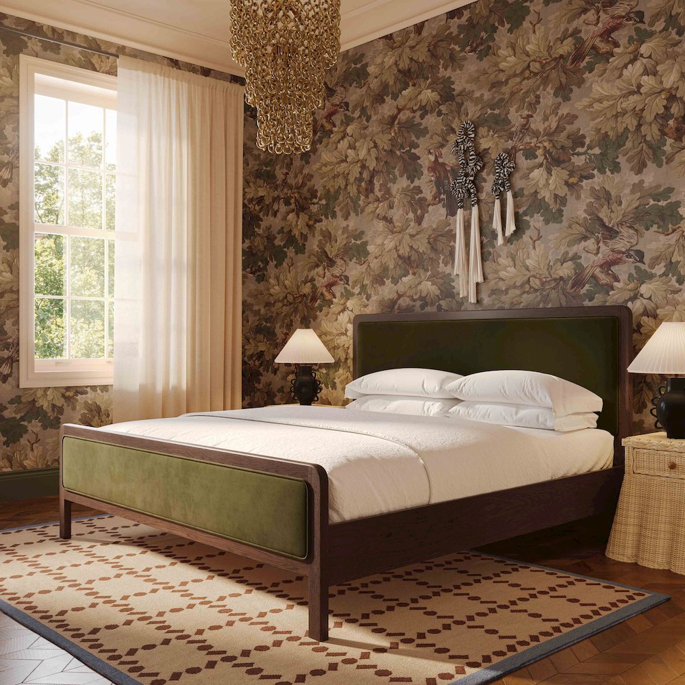 Hella Forest Green Velvet King Bed. Picture 2