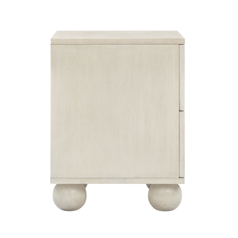 Grappa Whitewashed Wood & Raffia Wavy Nightstand. Picture 4