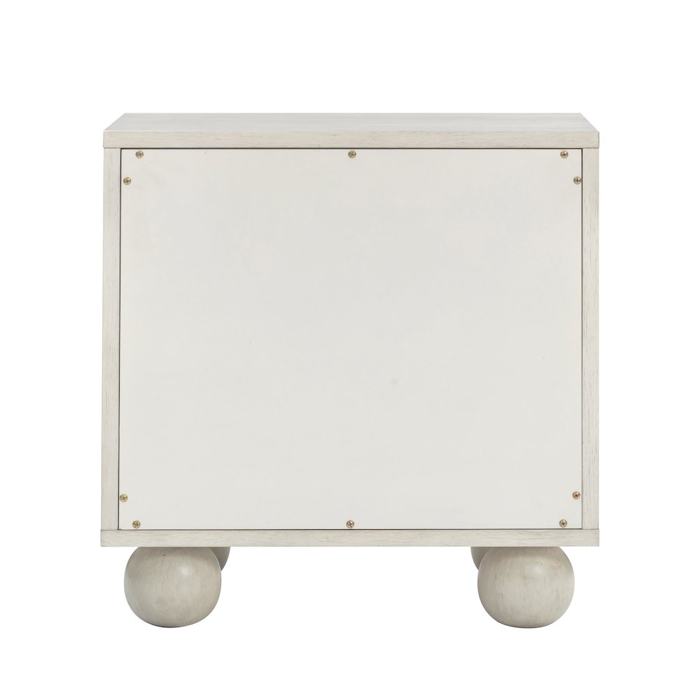 Grappa Whitewashed Wood & Raffia Wavy Nightstand. Picture 5