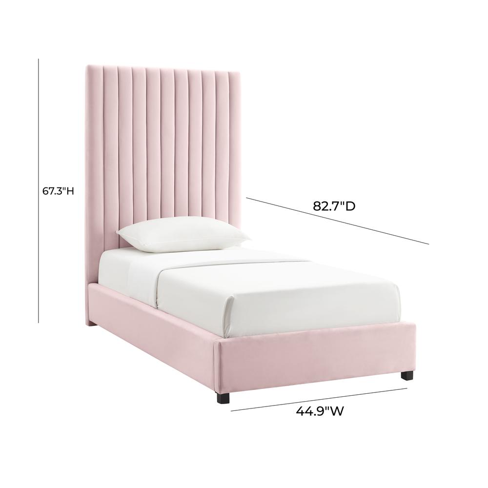 Arabelle Blush Velvet Bed in Twin. Picture 7