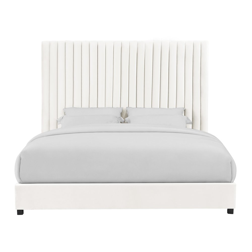 Arabelle White Velvet Bed in UK King. Picture 3