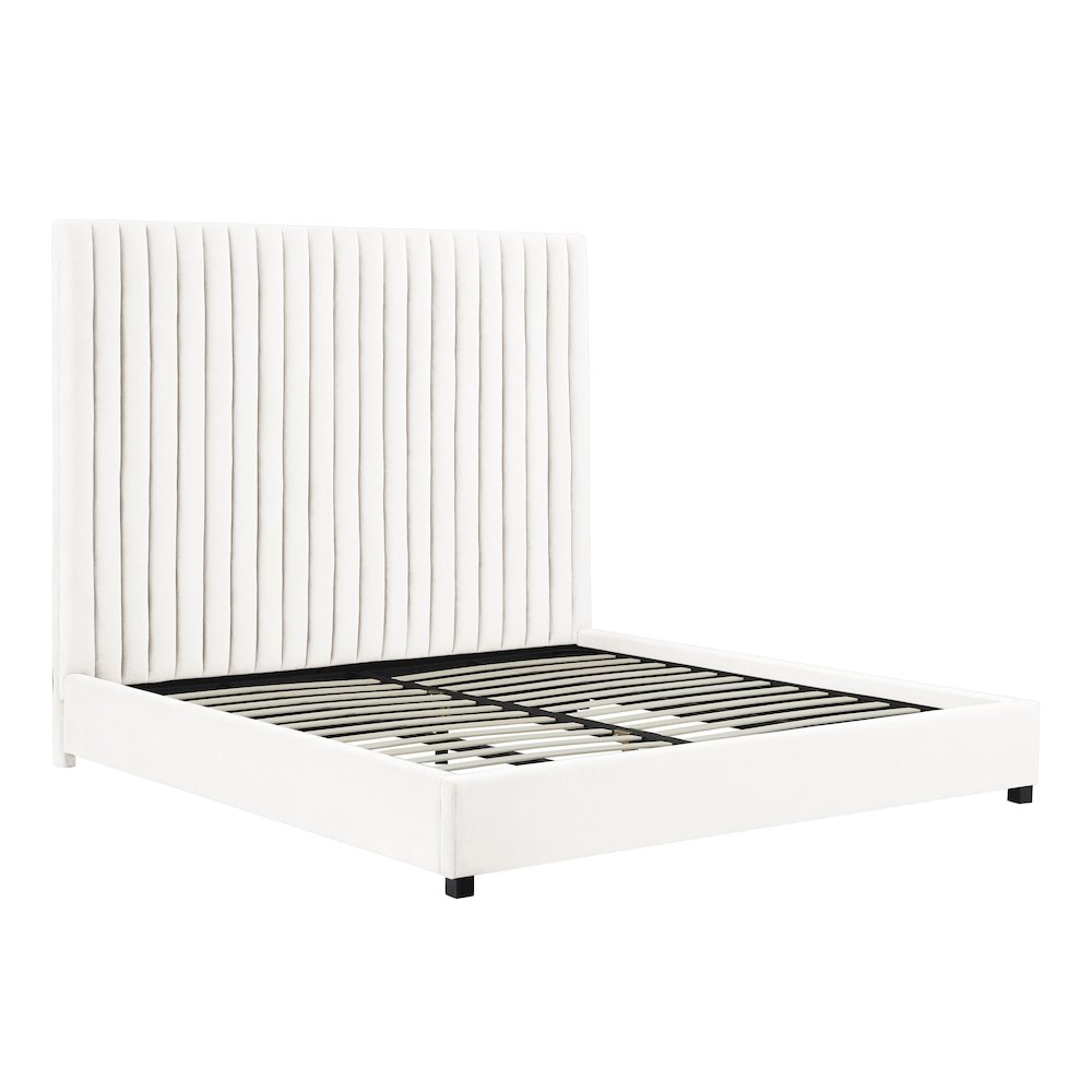 Arabelle White Velvet Bed in UK King. Picture 4