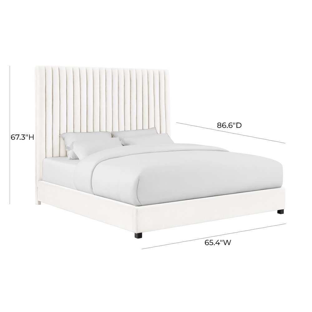 Arabelle White Velvet Bed in UK King. Picture 6