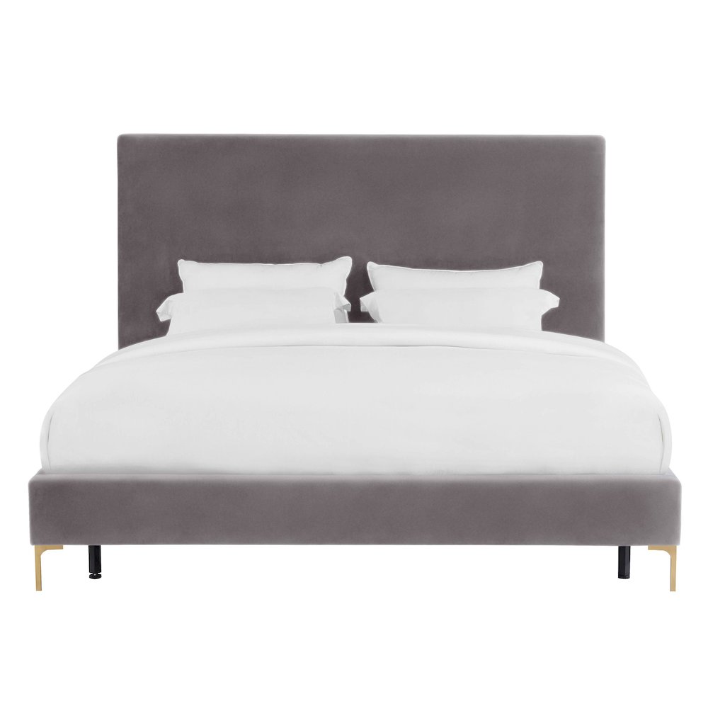 Delilah Grey Velvet Bed in Twin. Picture 3