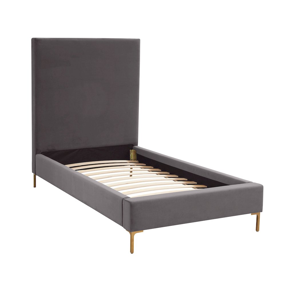 Delilah Grey Velvet Bed in Twin. Picture 4