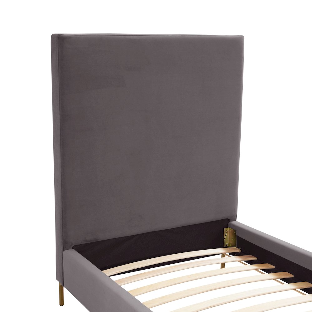 Delilah Grey Velvet Bed in Twin. Picture 5
