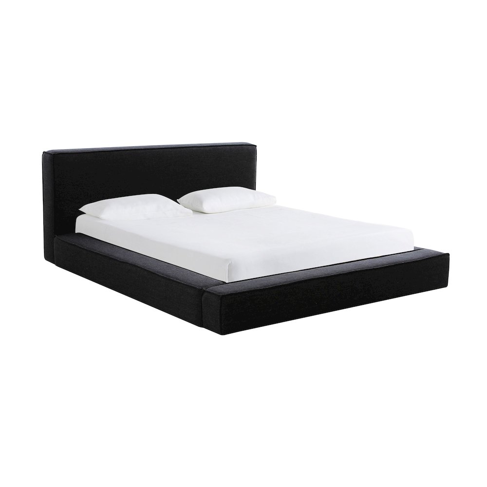 Olafur Black Linen King Bed. Picture 1