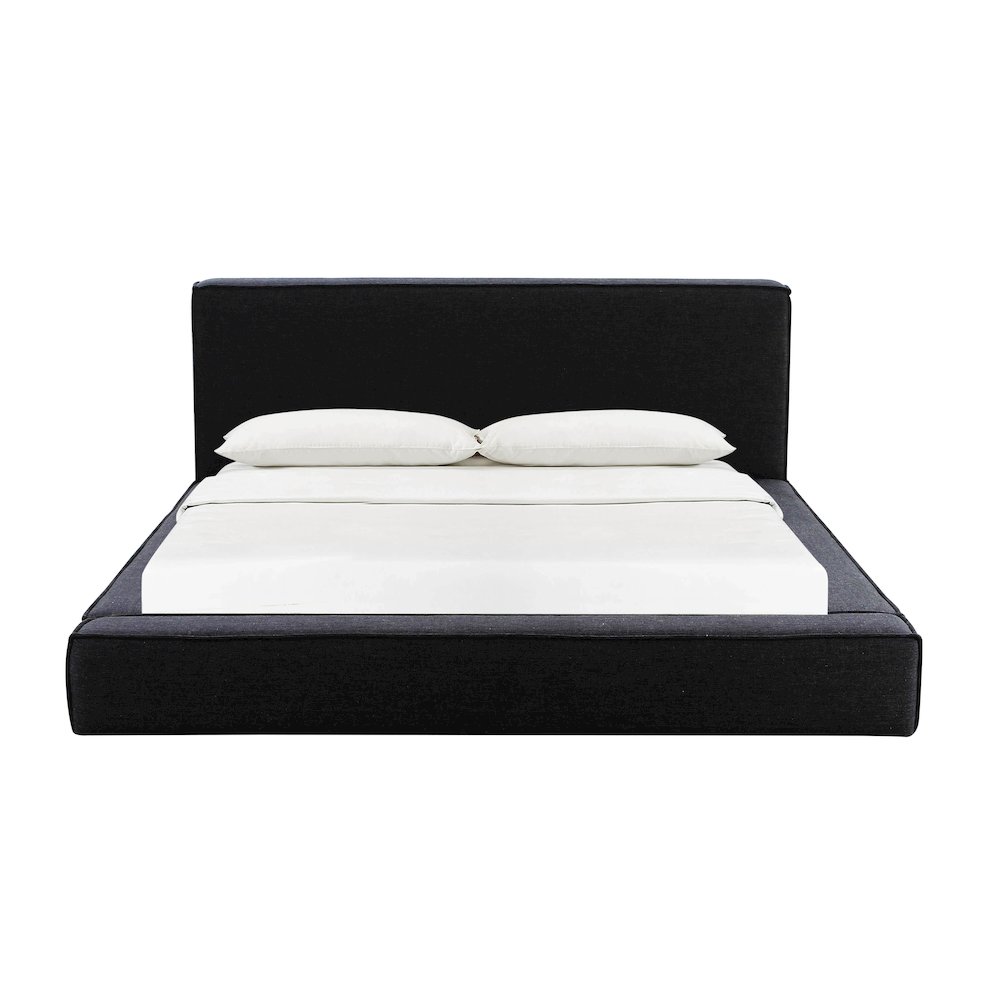 Olafur Black Linen King Bed. Picture 3