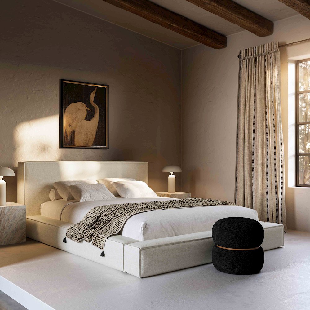 Olafur Cream Linen UK Super King Bed. Picture 2