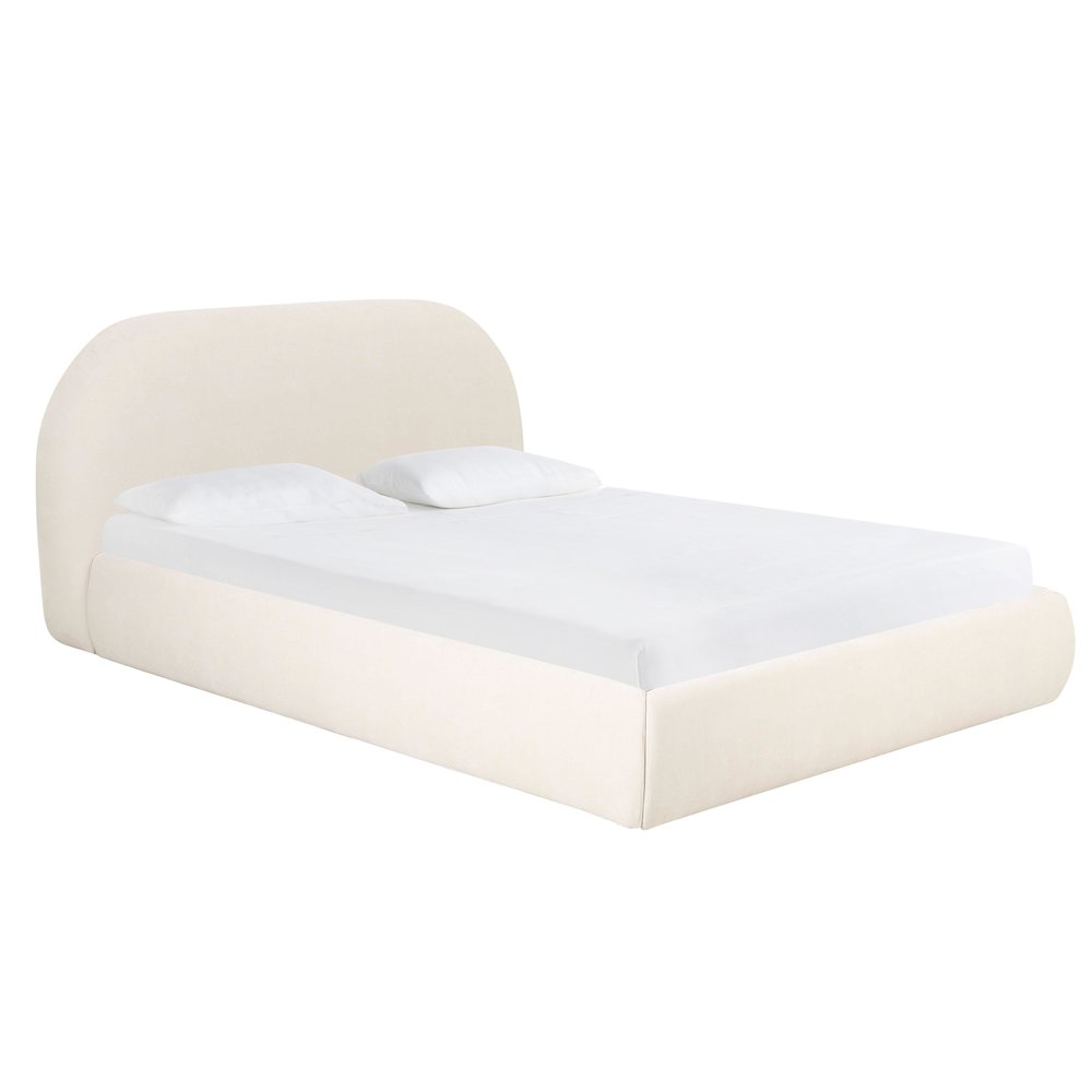 Bara Cream Textured Velvet UK King Bed. Picture 1