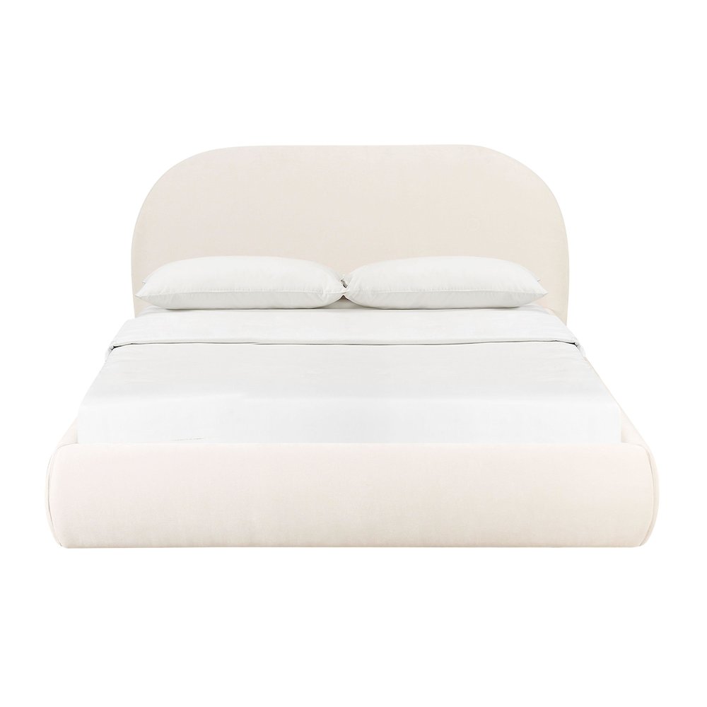 Bara Cream Textured Velvet UK Super King Bed. Picture 3