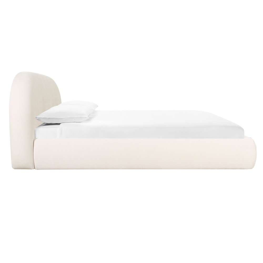 Bara Cream Textured Velvet UK Super King Bed. Picture 4