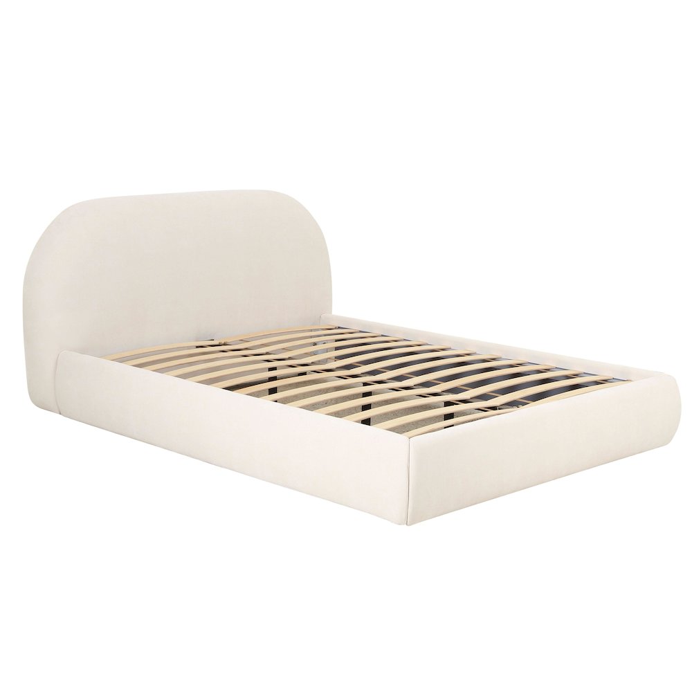Bara Cream Textured Velvet UK Super King Bed. Picture 5