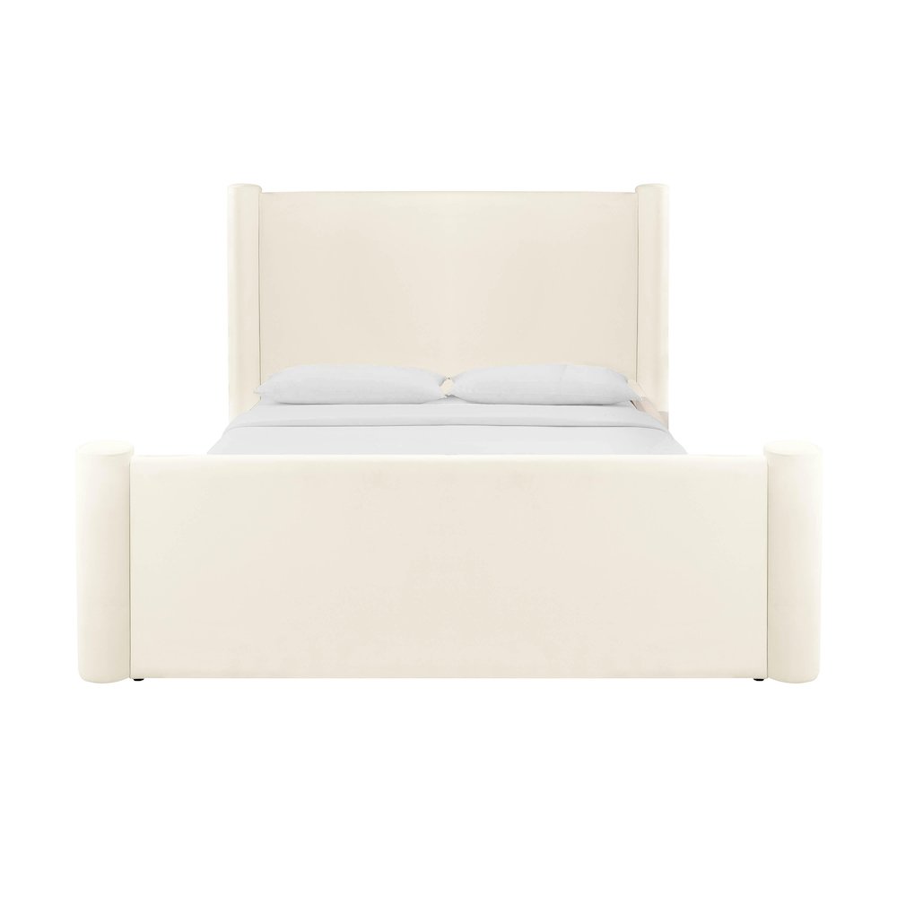 Athara Cream Velvet UK King Bed. Picture 3