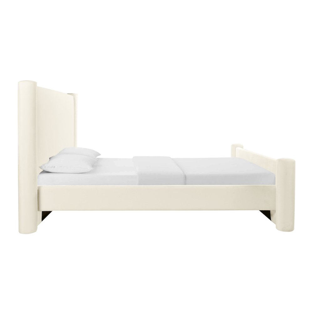 Athara Cream Velvet UK King Bed. Picture 4